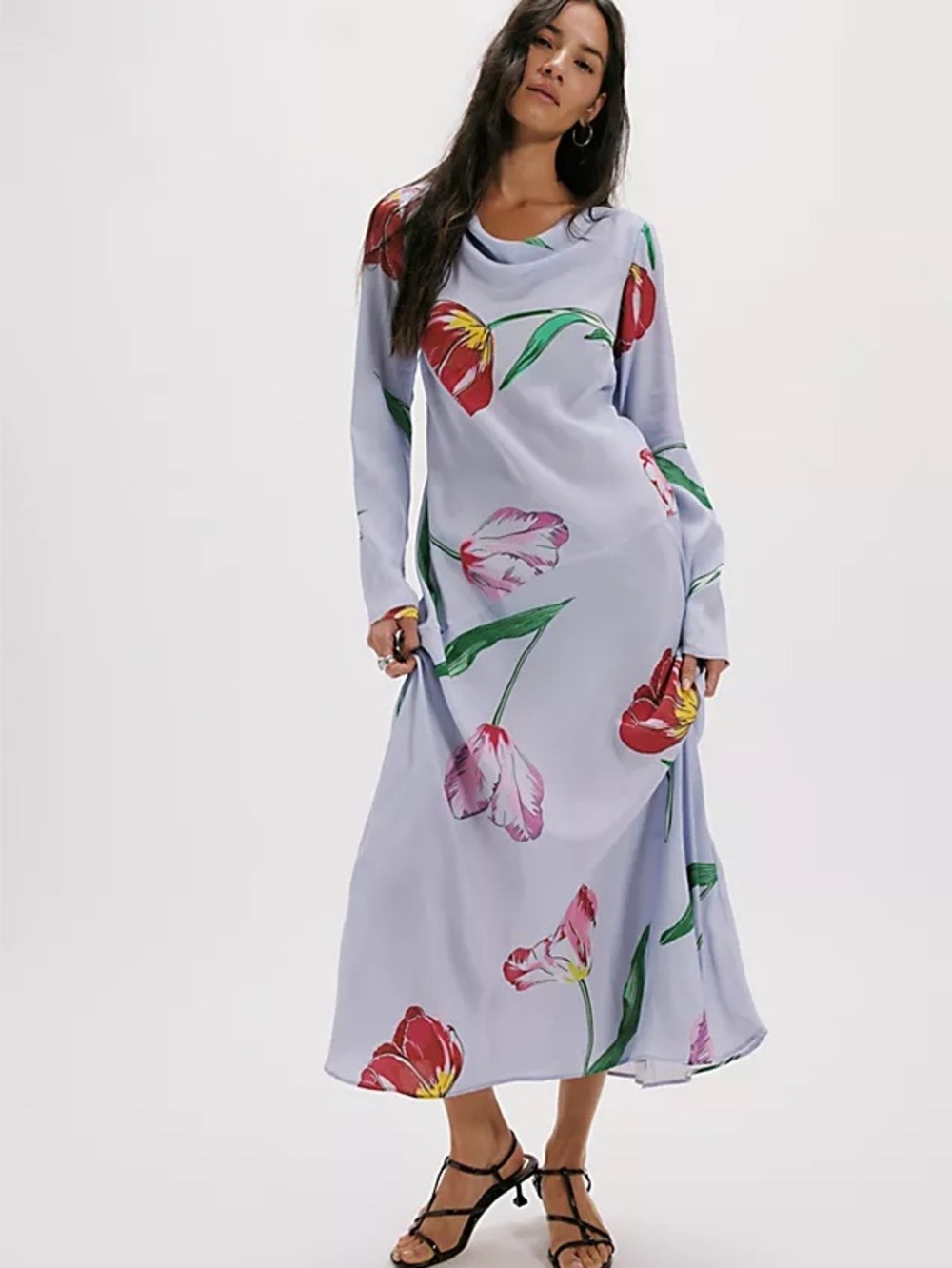 Free People Zadie Tulip Print Long Sleeve Maxi Dress Size XS